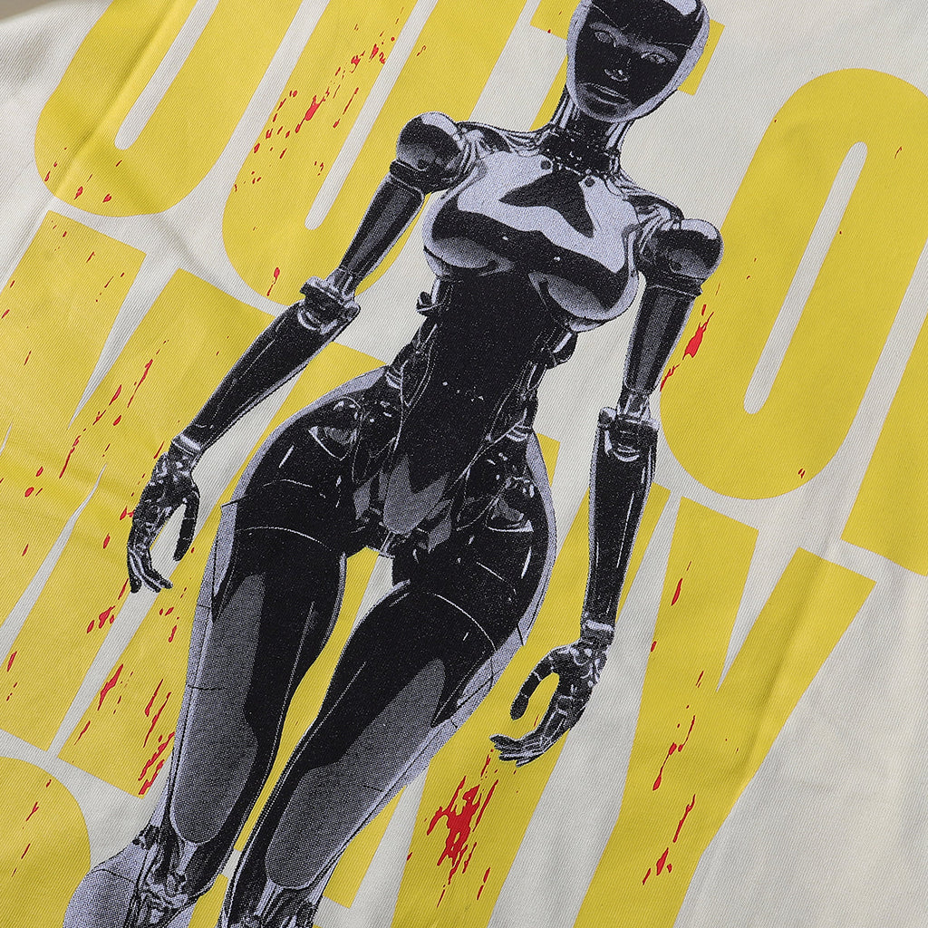 Godspeed T-shirts Technology Robot Printing Cotton Casual Short Sleeve Men and Women