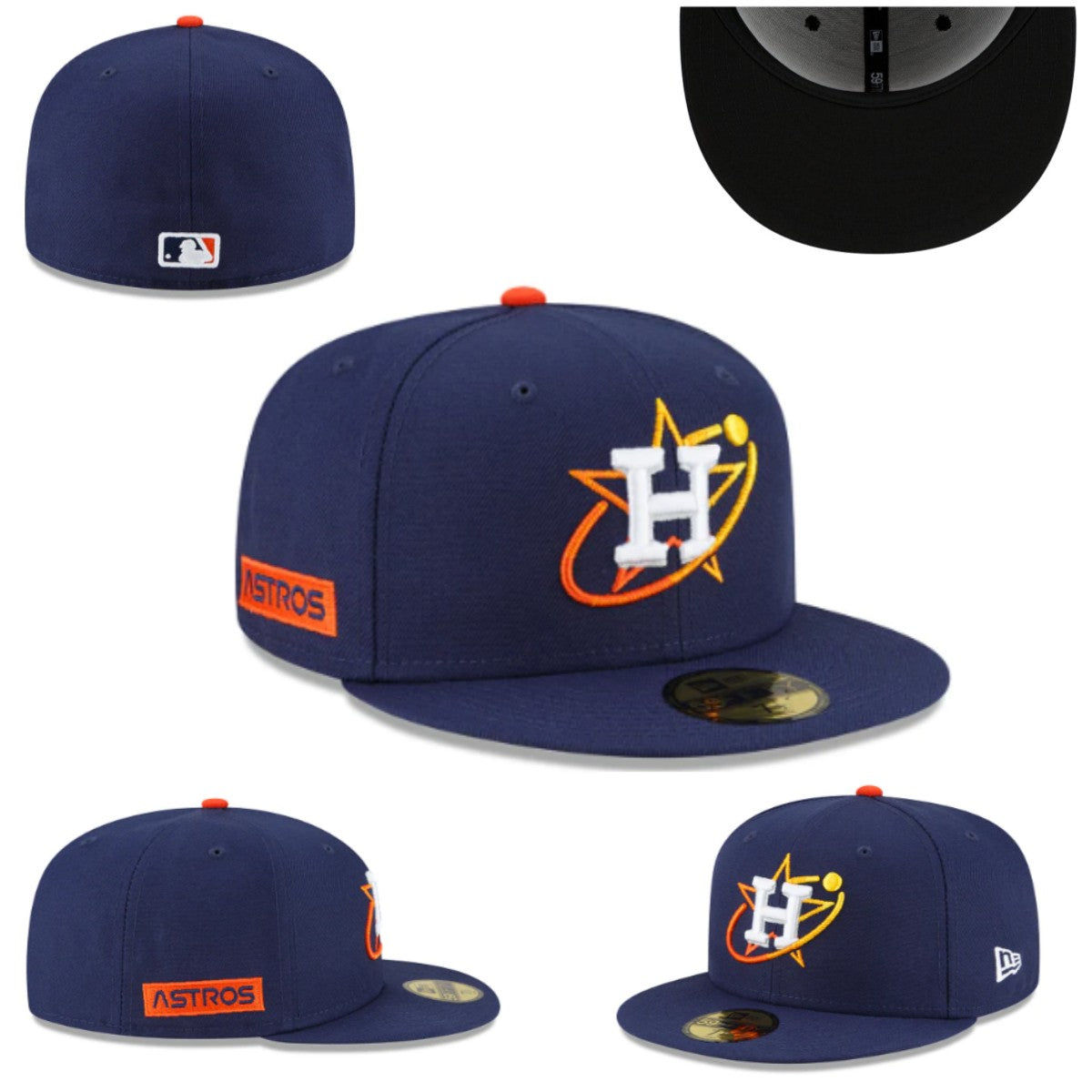 Houston Astros Navy and Orange Fitted Cap with Team Design
