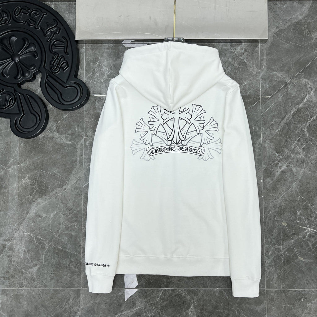 Chrome Heart Hoodie Overlap Phantom Cross Zip Sweater Couple