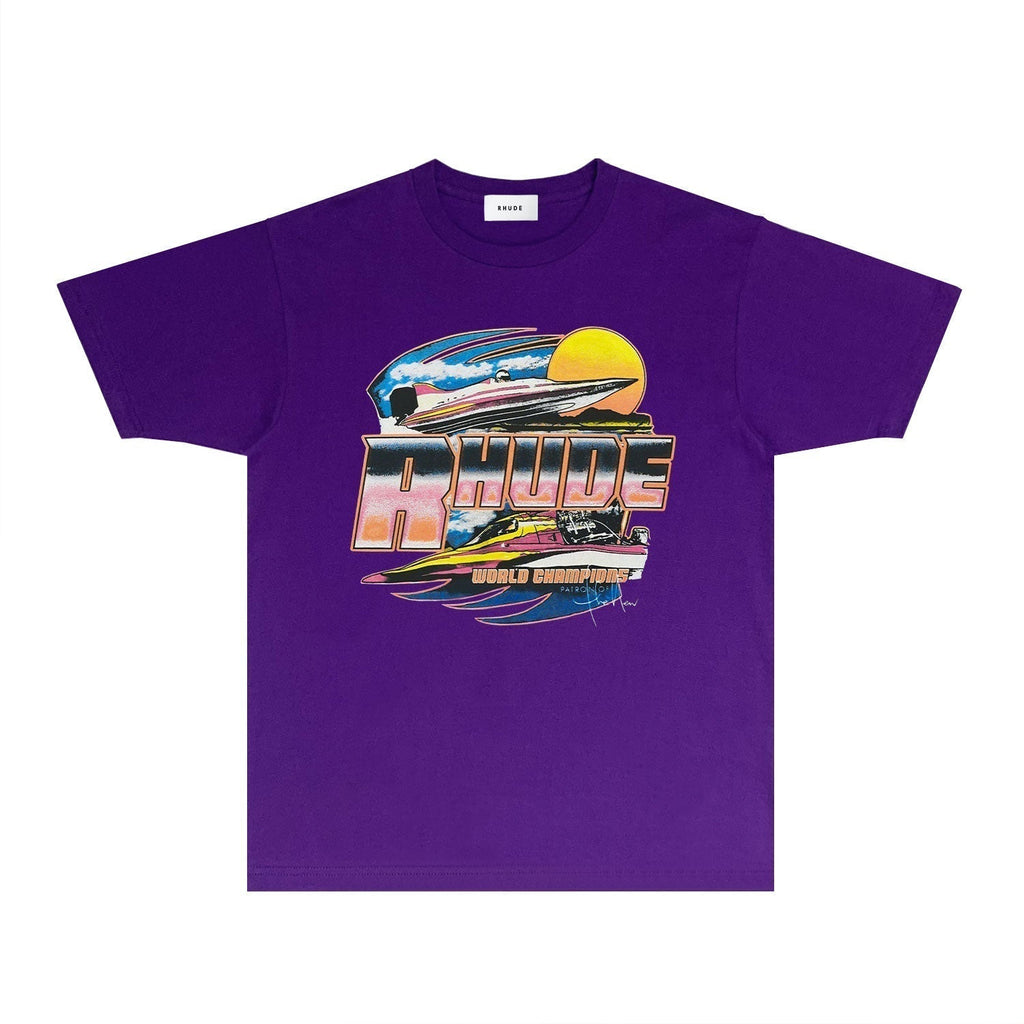 Rhude T-shirts Printed Trendy Pure Cotton
