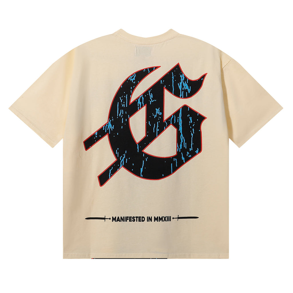 Godspeed T-shirts Skull Gentleman Rose Print Cotton Casual Short Sleeve Men and Women